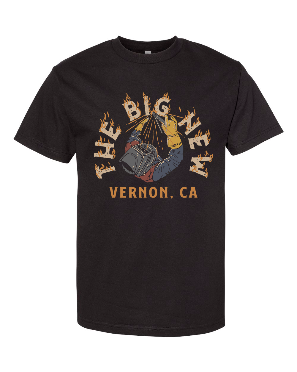 Black tee reading The Big New, Vernon CA