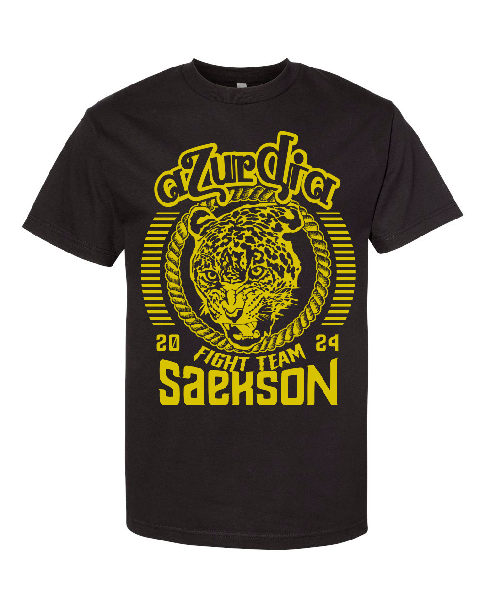 Black tee with tiger fight team crest